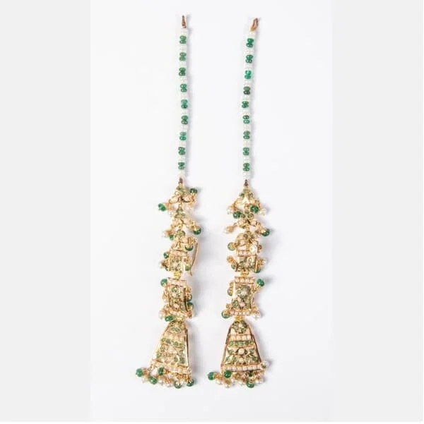 Gold, emerald and pearl earrings. Est. $300–500, sold $650