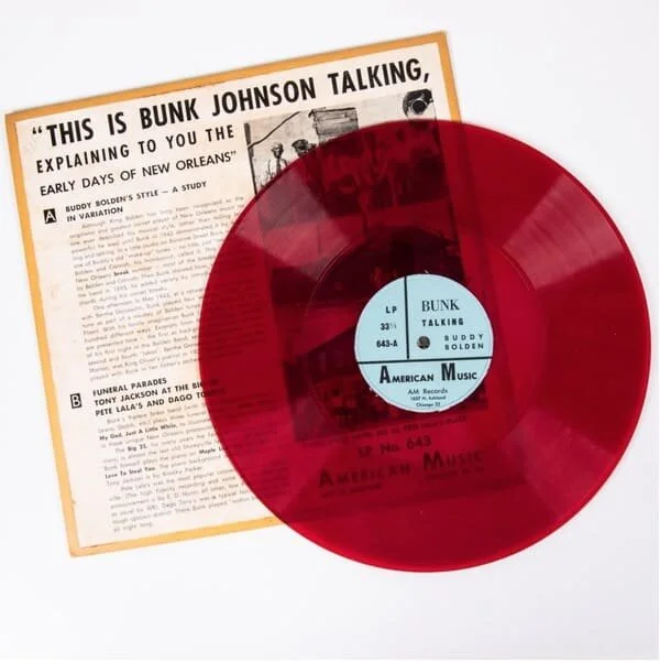Bunk Johnson vinyl record. Est. $80–120, sold $30