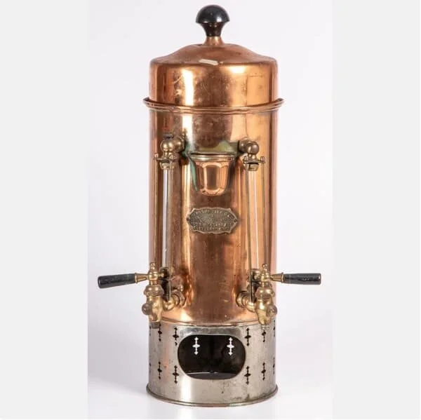 Henry Amster & Co. hot water dispenser. Est. $80–120, sold $400