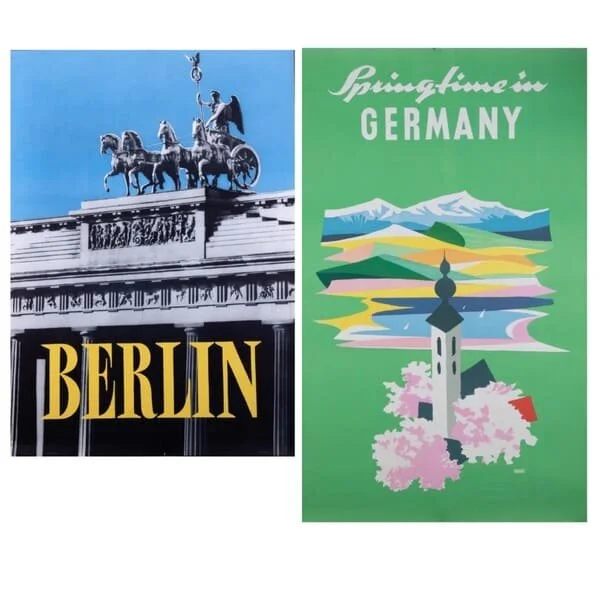Two vintage German travel posters. Est. $80–120, sold $30
